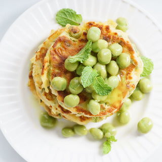 pea + wasabi fritters